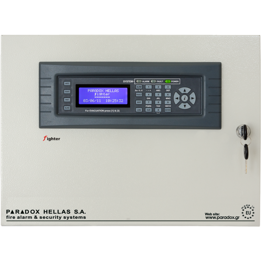 Προηγμένο συμβατικό κέντρο πυρανίχνευσης & Κατάσβεσης τεχνολογίας Bus 8 ζωνών και 8 Relays PARADOX Fighter MPR